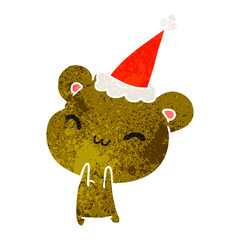 christmas retro cartoon of kawaii bear