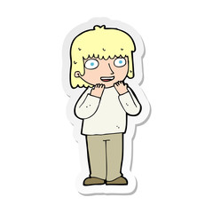 sticker of a cartoon excited person