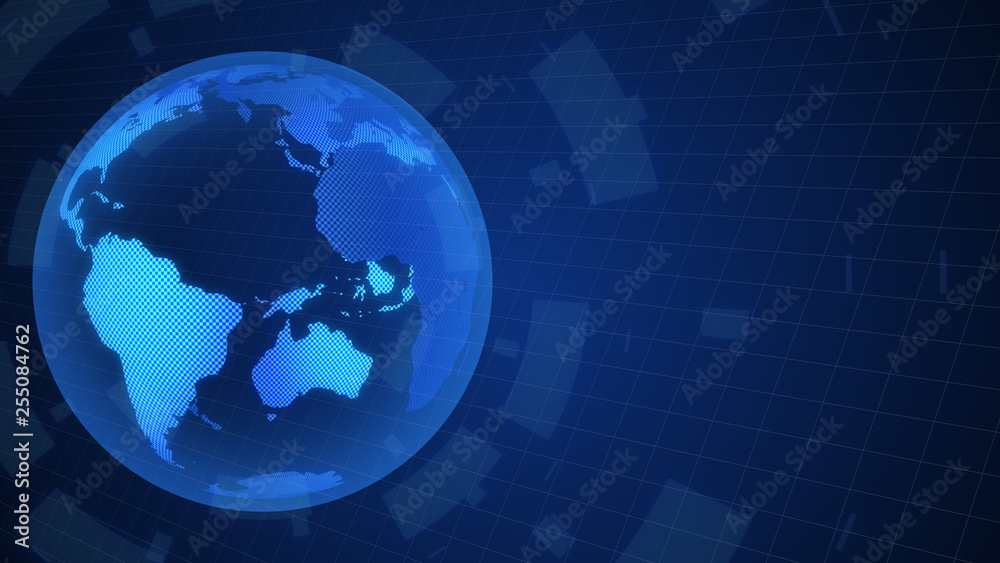 Poster digital world map rotate animation motion graphic worldwide concept