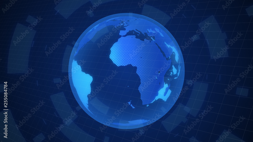 Poster digital world map rotate animation motion graphic worldwide concept