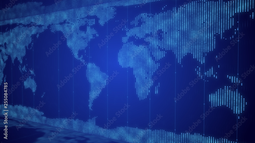 Aufkleber business global network world map background with digital grid