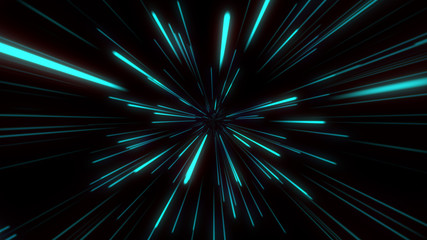 Abstract tunnel speed light Starburst background dynamic technology concept, blue green