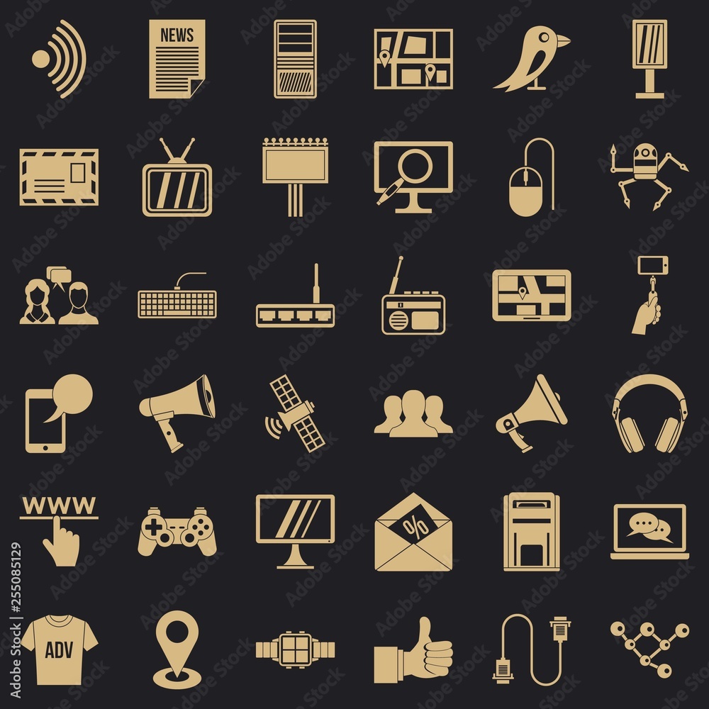 Poster talking icons set. simple style of 36 talking vector icons for web for any design