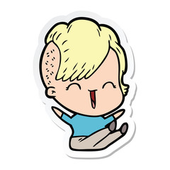 Obraz premium sticker of a cartoon happy hipster girl