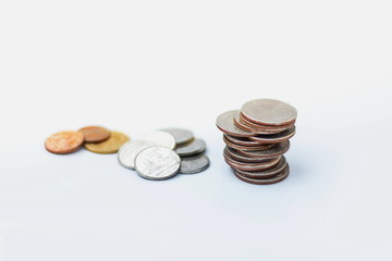 The concept of saving money set up on a white background.
