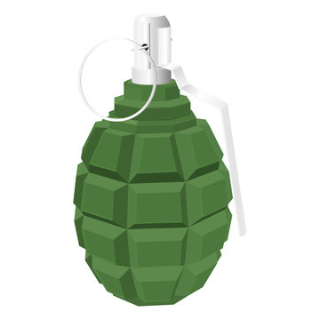 Military green grenade. Vector 3d illustration isolated