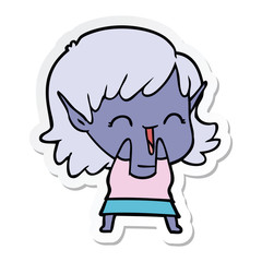 sticker of a cartoon elf girl