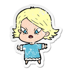 distressed sticker of a cartoon stressed woman