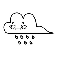 line drawing cartoon storm rain cloud