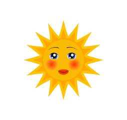funny cartoon character of sun with ruddy cheeks