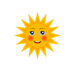 funny cartoon character of sun with ruddy cheeks