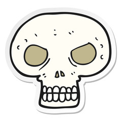 sticker of a cartoon skull