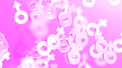 Abstract background of male and female signs closeup
