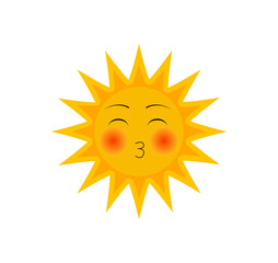 funny cartoon character of sun with ruddy cheeks