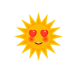 funny cartoon character of sun with ruddy cheeks