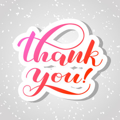 Thank you brush lettering sticker. Vector illustration