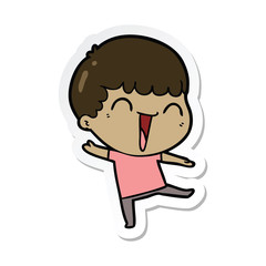 sticker of a cartoon happy man
