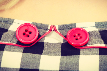 Retro checked dress with red buttons