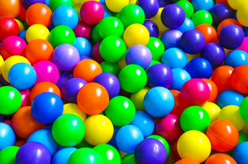 Bright plastic balls on the children's playground