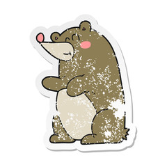 retro distressed sticker of a cartoon bear