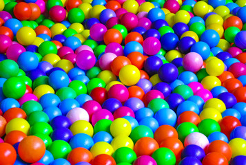 Bright plastic balls on the children's playground