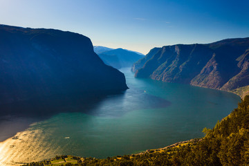 Fjord landscape Aurlandsfjord in Norway