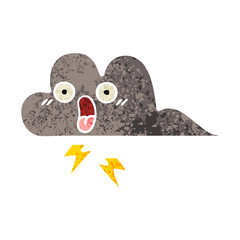 retro illustration style cartoon storm cloud