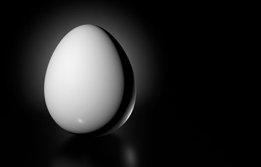 Chicken eggs on black background 3D render illustration