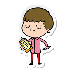 sticker of a cartoon grumpy boy