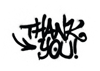 graffiti thank you message sprayed in black over white