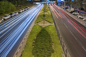 Light-trails captured in C-Ring road Doha Qatar