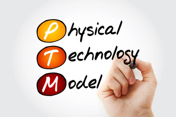 PTM - Physical Technology Model, acronym concept with marker