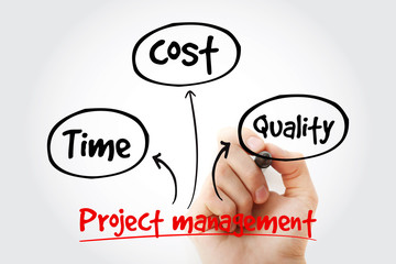 Project management mind map with marker, business concept background