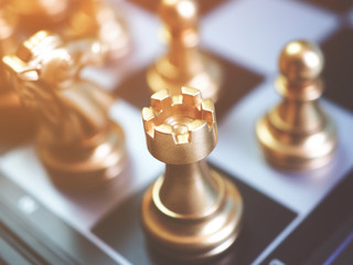 Chess game ,fighting for leader of business marketing competition concept