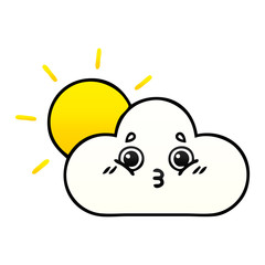 gradient shaded cartoon sun and cloud