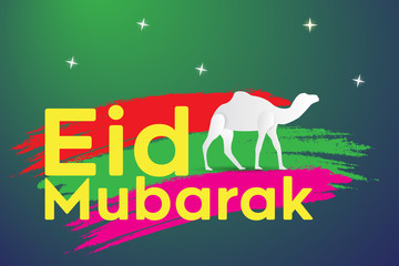 Eid Mubarak greeting Card Illustration, ramadan kareem cartoon vector Wishing for Islamic festival for banner, poster , background , flyer ,illustration, brochure and sale background - Vector