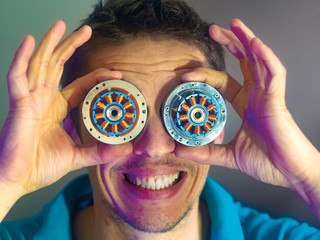The guy with the eyes of a robot. human robot