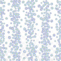 Blue Vector Realistic Blue Petals Falling on Transparent Background.  Spring Romantic Flowers Illustration. Flying Petals. Sakura Spa Design. Blossom Confetti. Design Elements for Wedding Decoration.