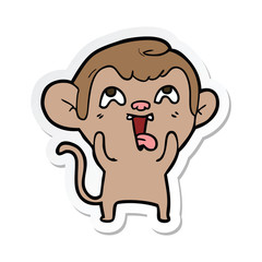 sticker of a crazy cartoon monkey