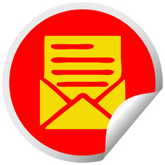 circular peeling sticker cartoon letter and envelope