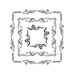 set of ornamental vintage frames. hand drawn ink vector illustration on white background