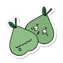 sticker of a cute cartoon green pear
