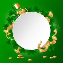 St. Patricks Day design template with clover and gold coins