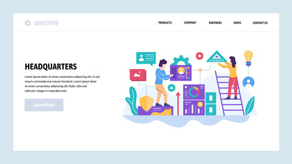 Vector web site design template. Teamwork and business project development. Landing page concepts for website and mobile development. Modern flat illustration