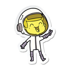 sticker of a happy cartoon astronaut