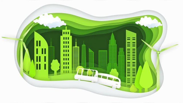 Green City Concept. Paper Art Animation.