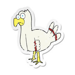 retro distressed sticker of a cartoon bird