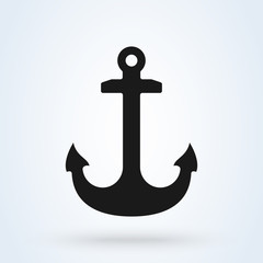 Anchor icon silhouette vector illustration. isolated on white background