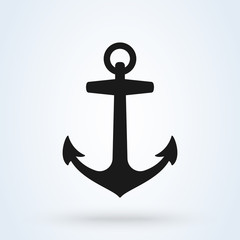 Anchor icon silhouette vector illustration. isolated on white background