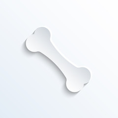 Silhouette bone vector icon. paper style. isolated on white background